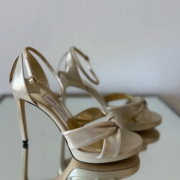 New Jimmy Rosie 100 Shimmer Suede Sandals $1,095 39 - Picture 4 of 11